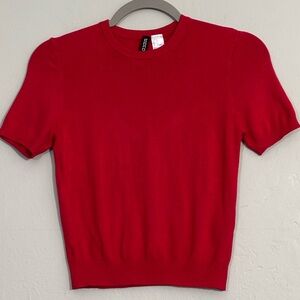 Divided hot red crop sweater XS